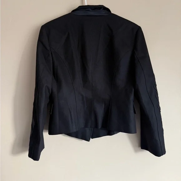 Strenesse Gabriele Strehle Germany Black Wool Cashmere embroidered jacket size 6 - Picture 4 of 9